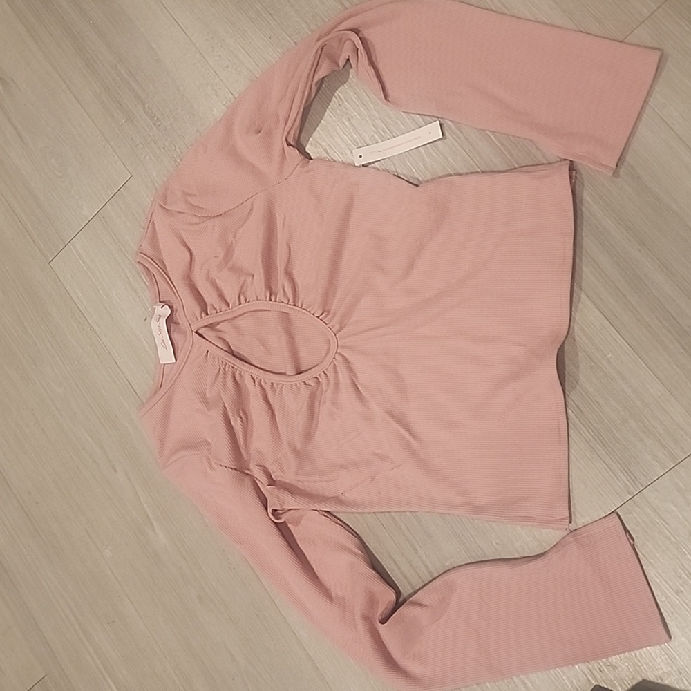 Lisa Says Gah Nora Keyhole Pink Long Sleeve Top Size S